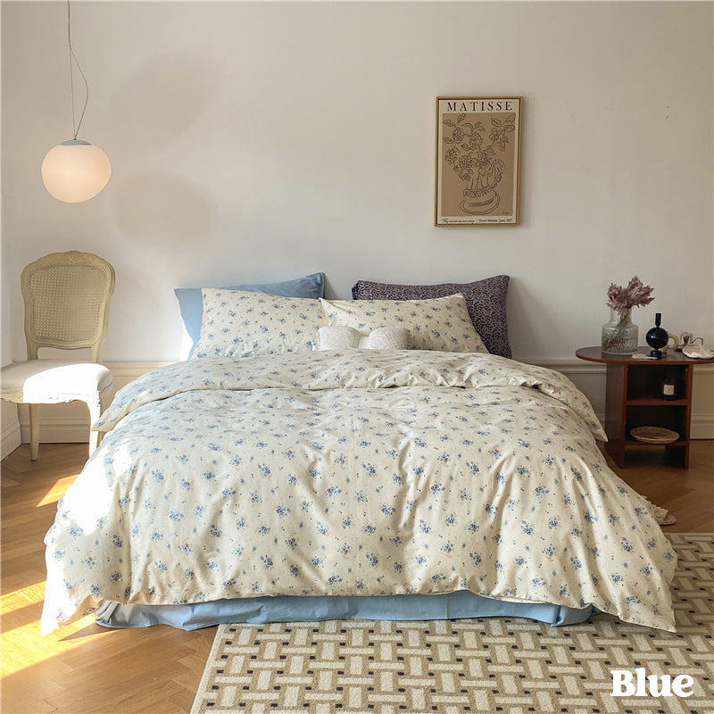 Juego de cama floral - Azul