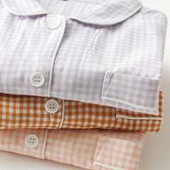 Gingham Long-Sleeve Pajama Set (3 Colors)