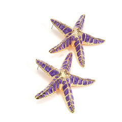 Pendientes de estrella de mar en morado