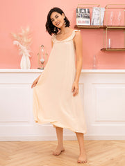 Ruffle Trim Solid Sleepdress