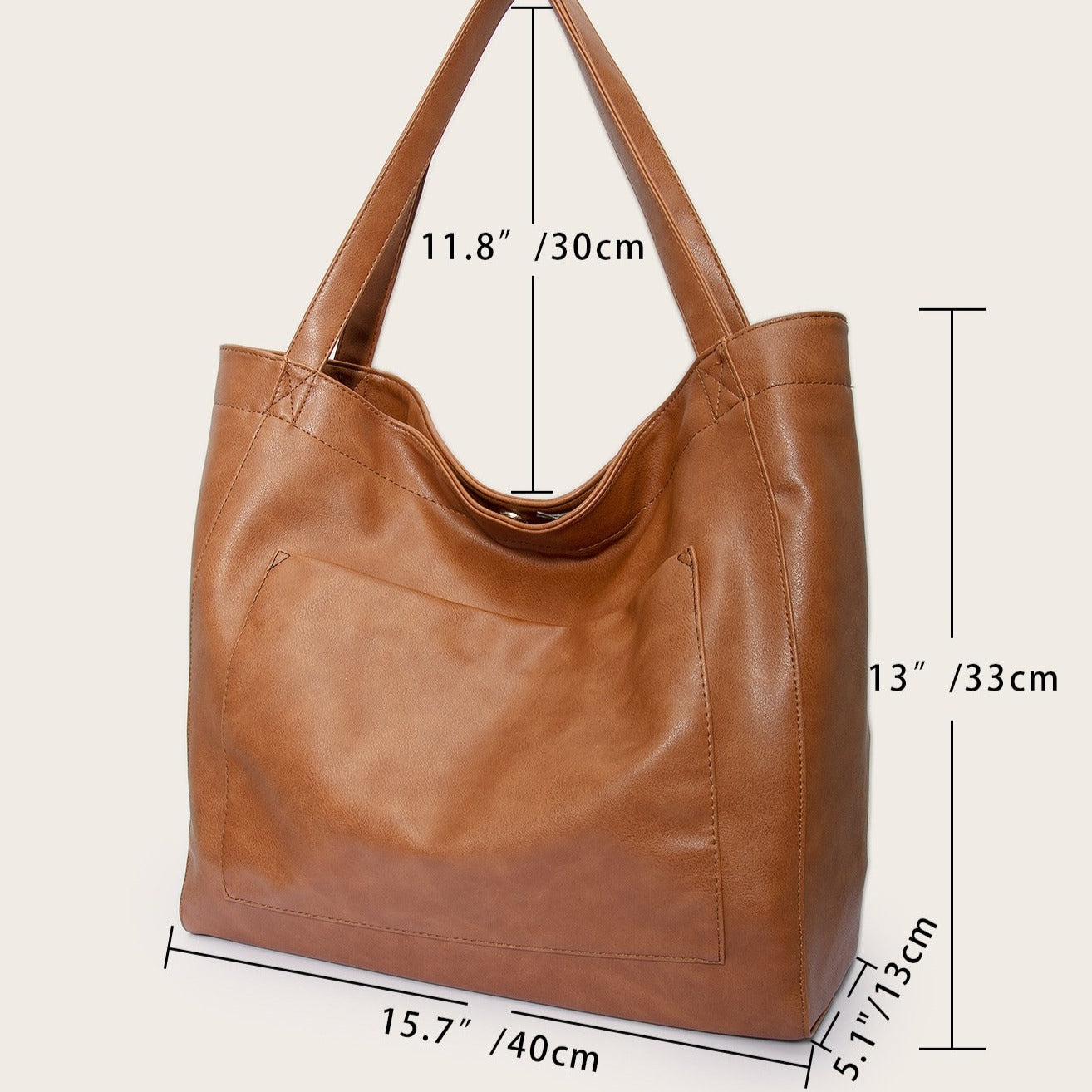 Women's large bag with pocket  retro oil wax leather tote bag