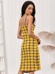 Plaid Letter Slip Dress