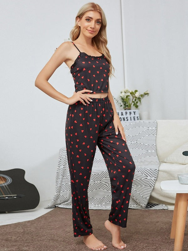 Lace Halter Printed Top & Trouser Suit