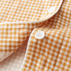 Gingham Short-Sleeve & Shorts Pajama Set - Orange