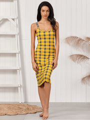 Plaid Letter Slip Dress