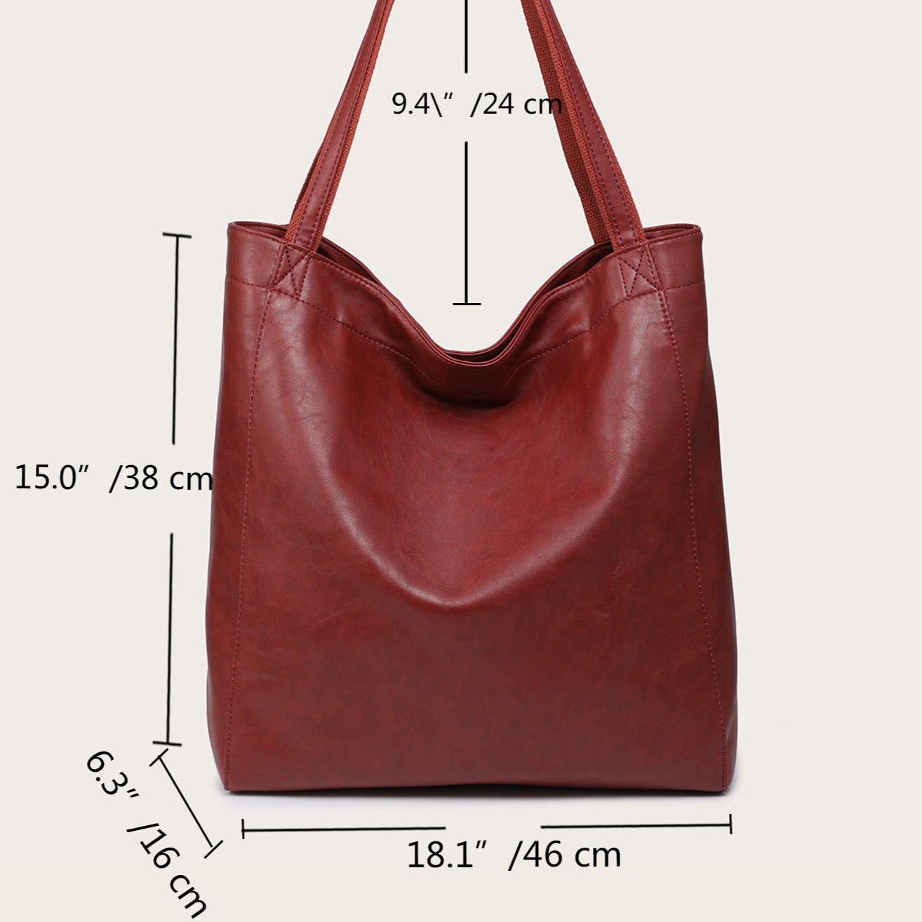 Women's soft leather  with pocket retro oil wax leather large capacity  tote bag