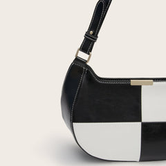 Black and white checkerboard single-shoulder handbags