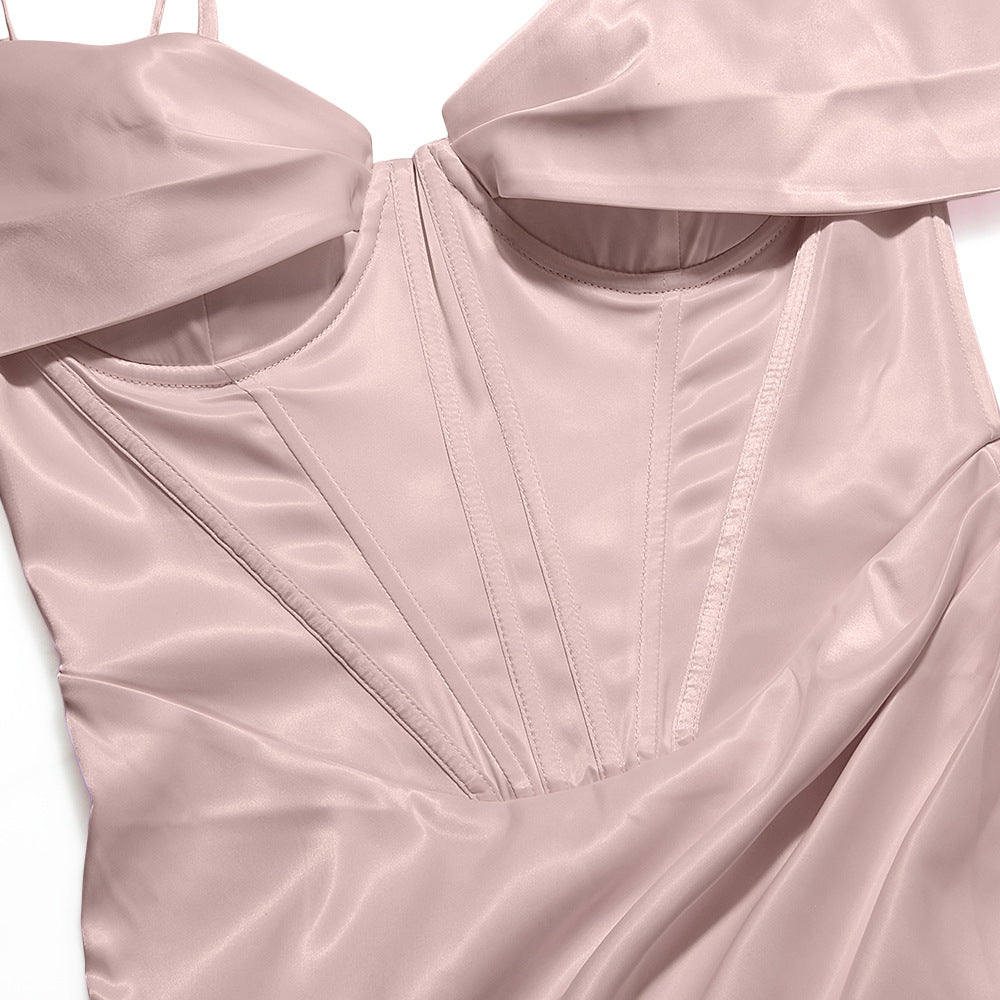 YASMIN Satin Corset Mini Dress - Pink