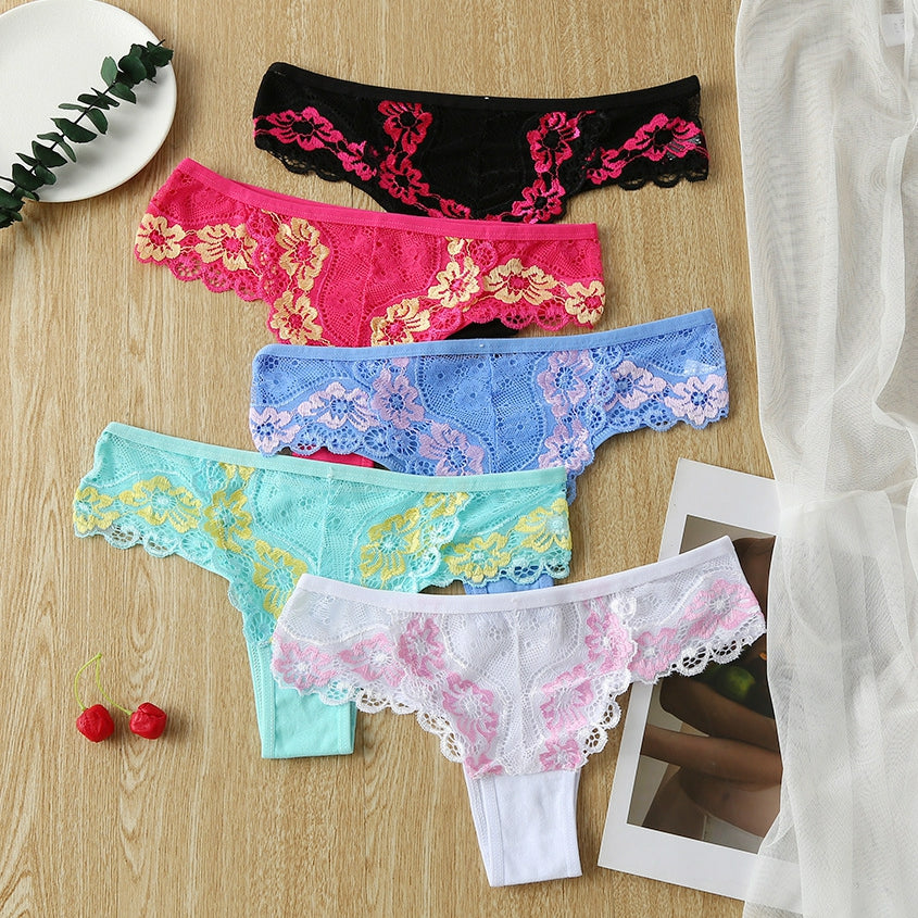 5pack Lace Embroidered Seduction  Briefs