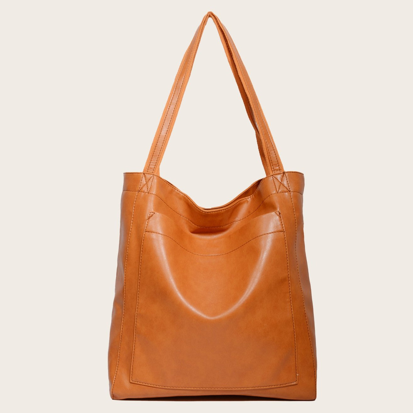 Women's soft leather  with pocket retro oil wax leather large capacity  tote bag