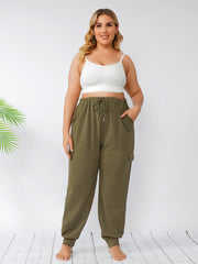 Plus Loungehose mit Kordelzug, Tunika-Haremshose mit hoher Taille 