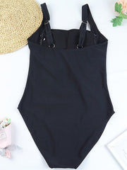 Sexy Solid Color Pleated One-piece Swimwear