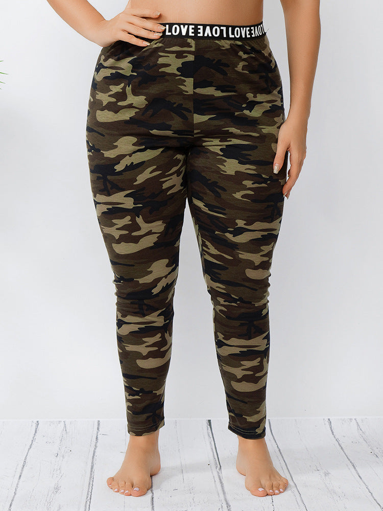 Plus High Stretch Leggings High Waist Camo Yoga Pants