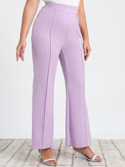 Knit Plus High Waist Wide Leg Purple Lounge Pants