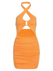 Solid Color Deep V Sling Dress