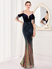 elegant suspender evening dress