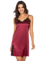 Lace Halter Straps Satin Nightdress