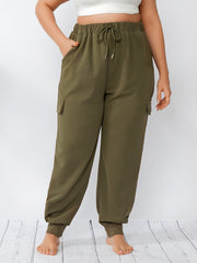 Plus Loungehose mit Kordelzug, Tunika-Haremshose mit hoher Taille 