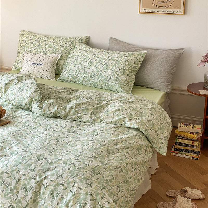 Juego de cama floral - Verde