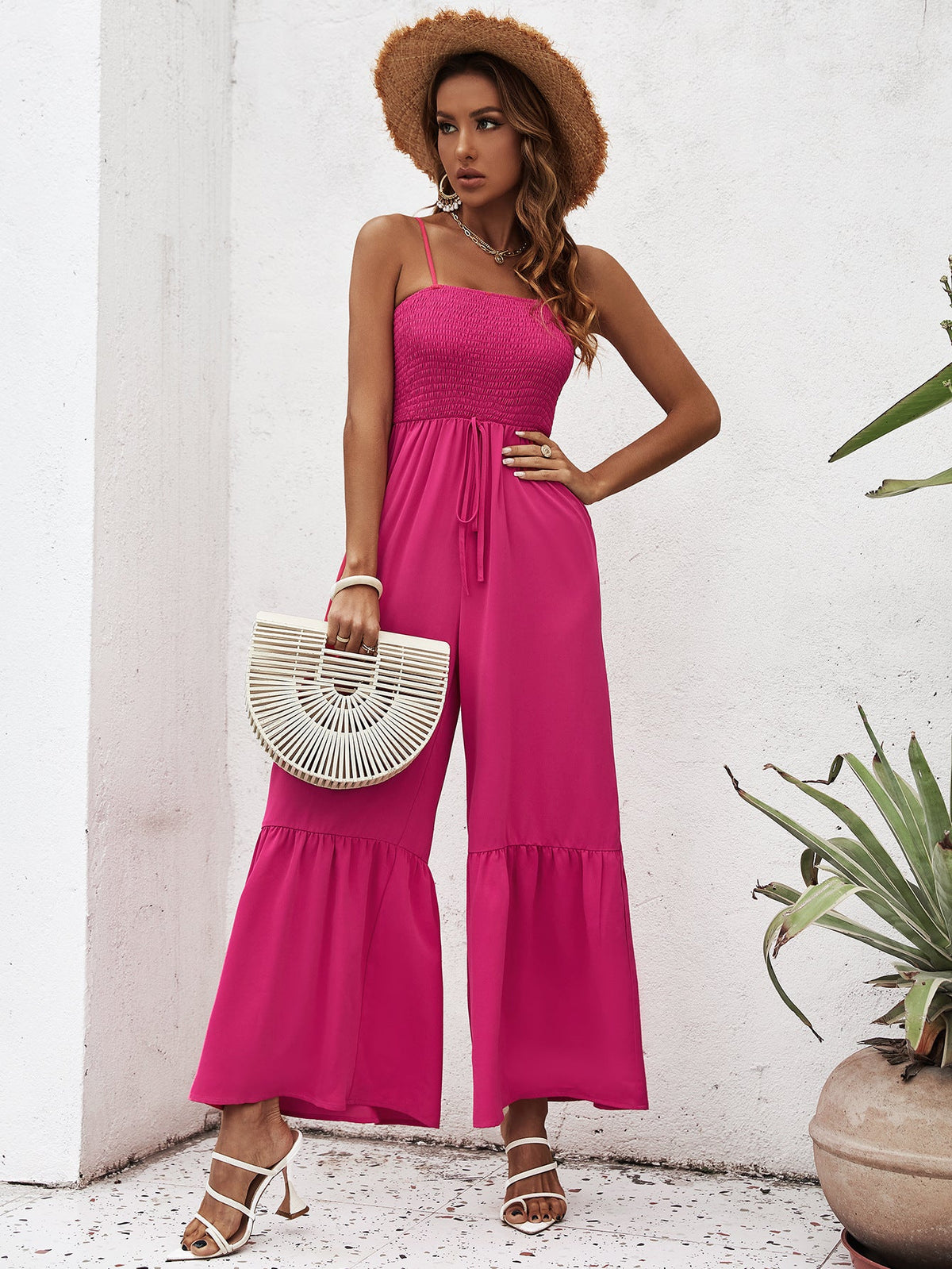 Suspender Waist Wide-leg Jumpsuit