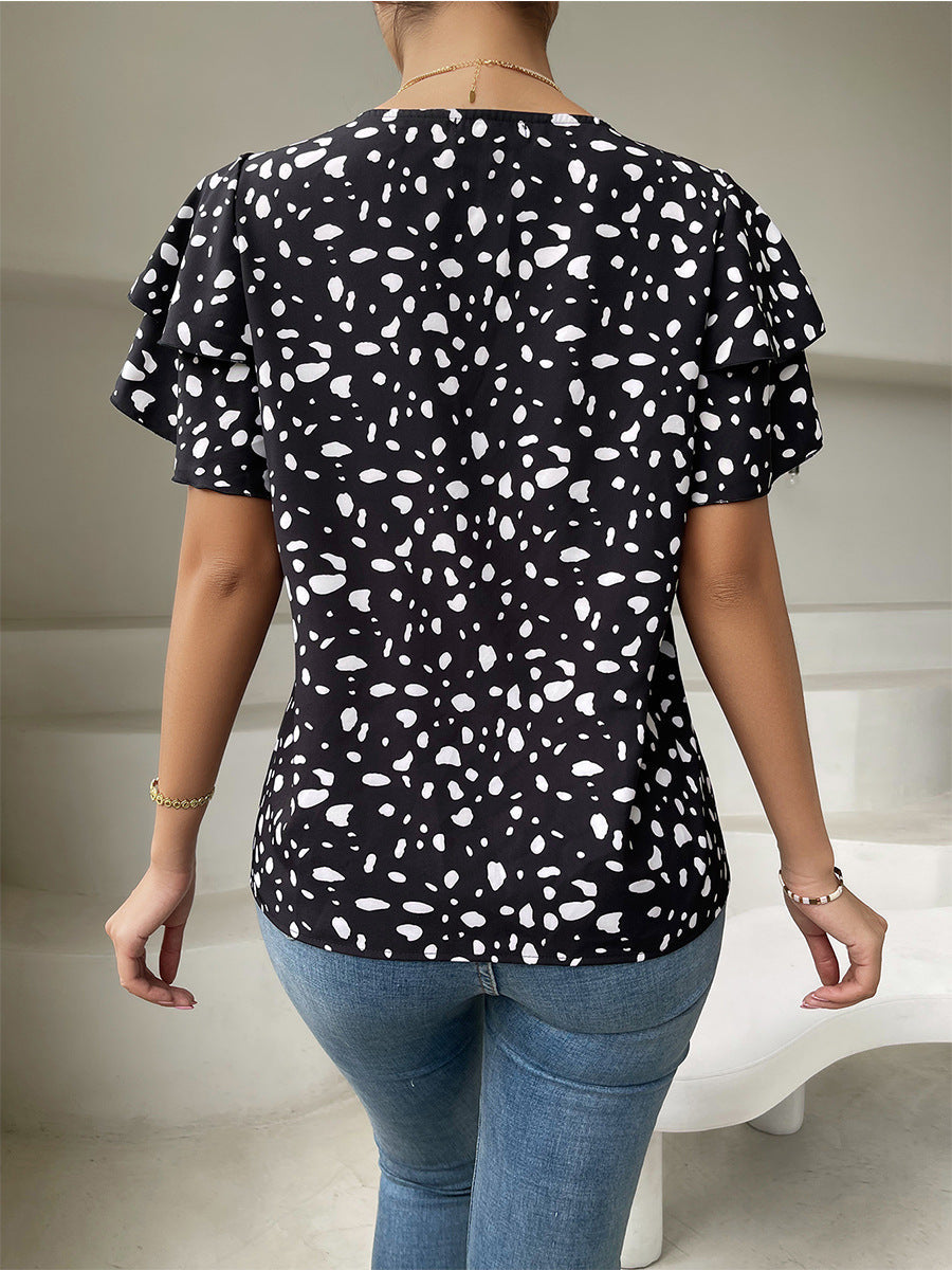 Camiseta informal holgada con estampado de lunares 