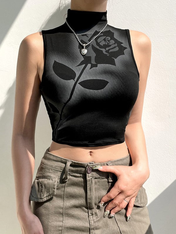 Black Rose Basic Turtleneck Bottoming Sleeveless Top