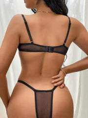 Two-color Lace Steel Ring Perspective Lingerie Set