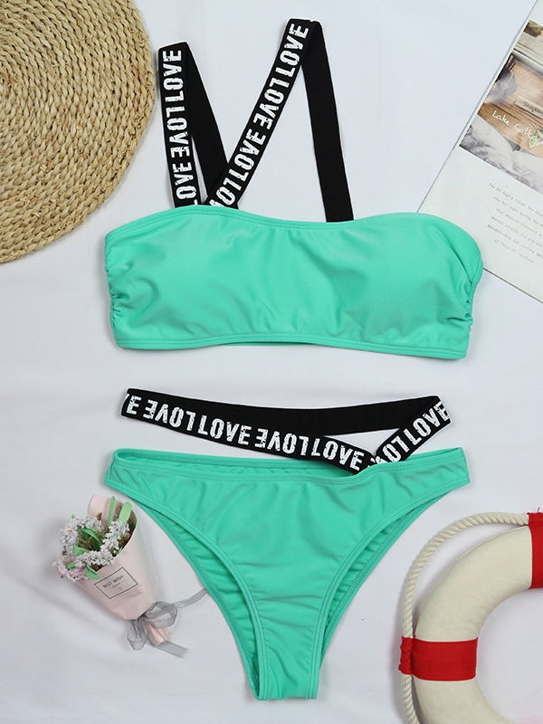 Bikini Badeanzug mit Buchstaben Muster 