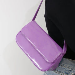 Baguette underarm bag candy color patent leather one-shoulder female bag