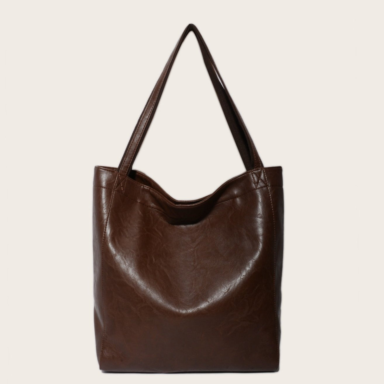 Women's soft leather  with pocket retro oil wax leather large capacity  tote bag