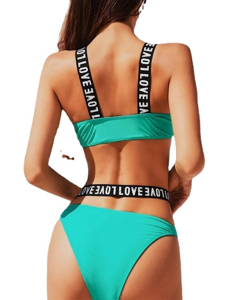 Letter Bandage Bikini Swimsuit