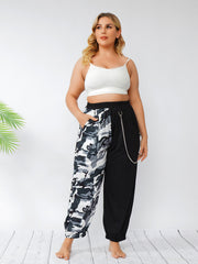 Street Plus Camouflage Stitching Chain Loose Harem Pants