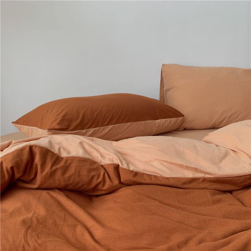 Duo Duvet Cover - Burnt Orange + Peach