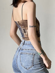 Solid Color Slim Fit Street Fashion Backless Camisole