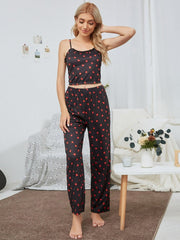 Lace Halter Printed Top & Trouser Suit