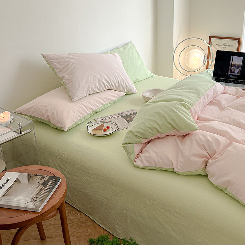 Juego de cama Duo - Rosa + Verde