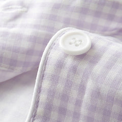 Gingham Short-Sleeve & Shorts Pajama Set - Purple