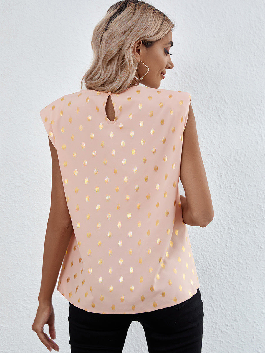 Elegant Polka Dot Sleeveless Top