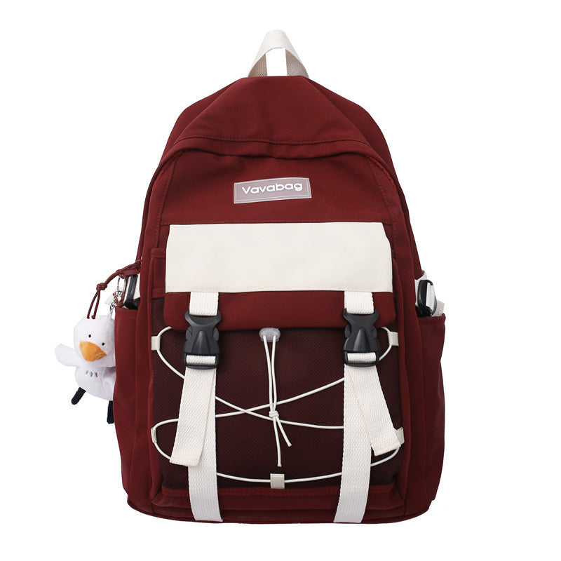 Women's Fashion trend  campus casual simple contrast color backpack