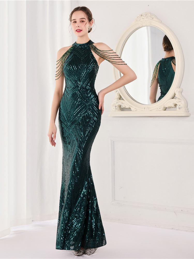 Elegant long fishtail evening dress