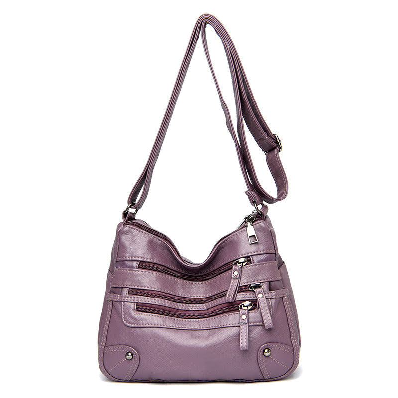 Women Vintage Anti-theft Multi-pocket PU Leather Crossbody Bag Shoulder Bag