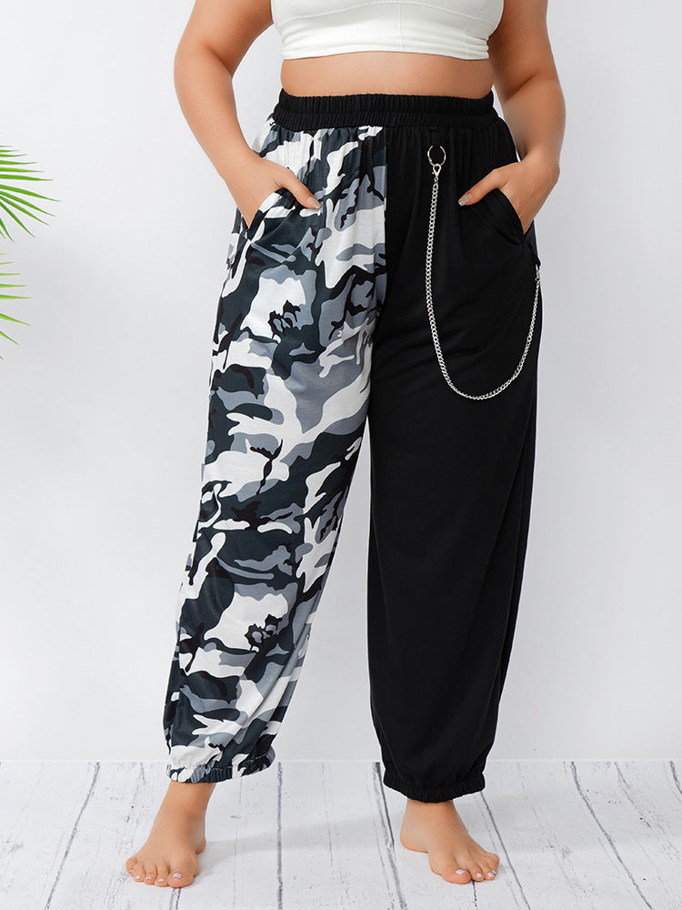 Street Plus Camouflage Stitching Chain Loose Harem Pants