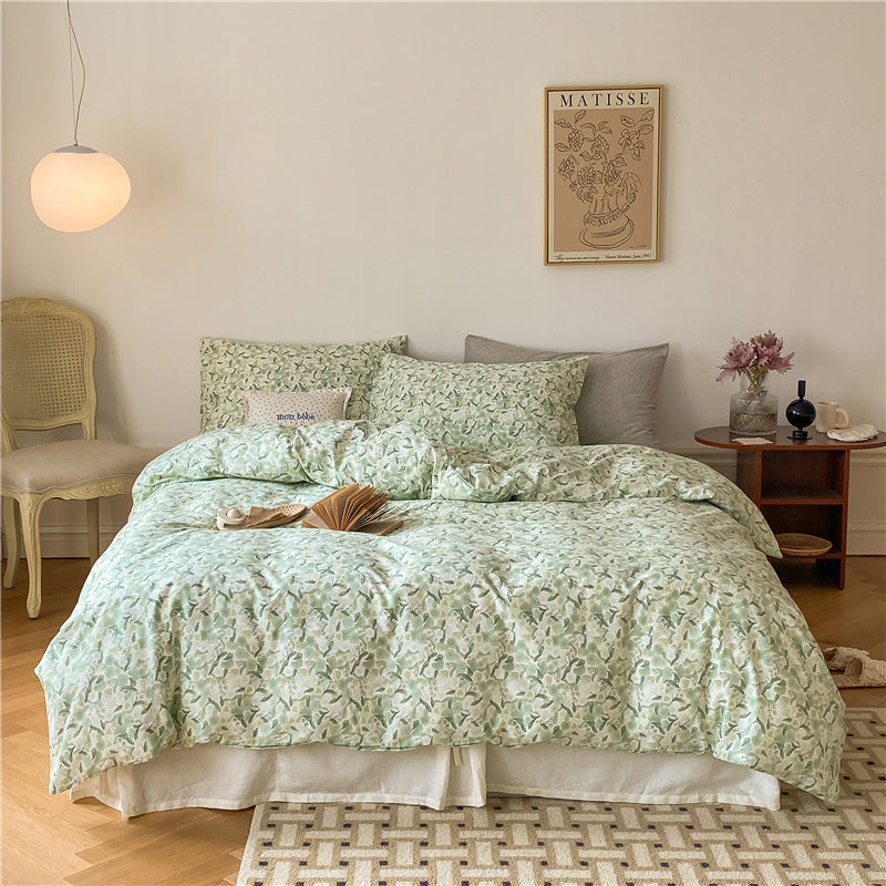 Juego de cama floral - Verde