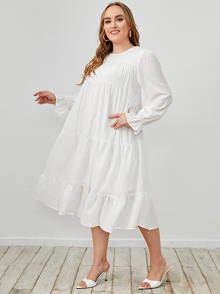 Round Neck Casual Lace Large Swing Dress