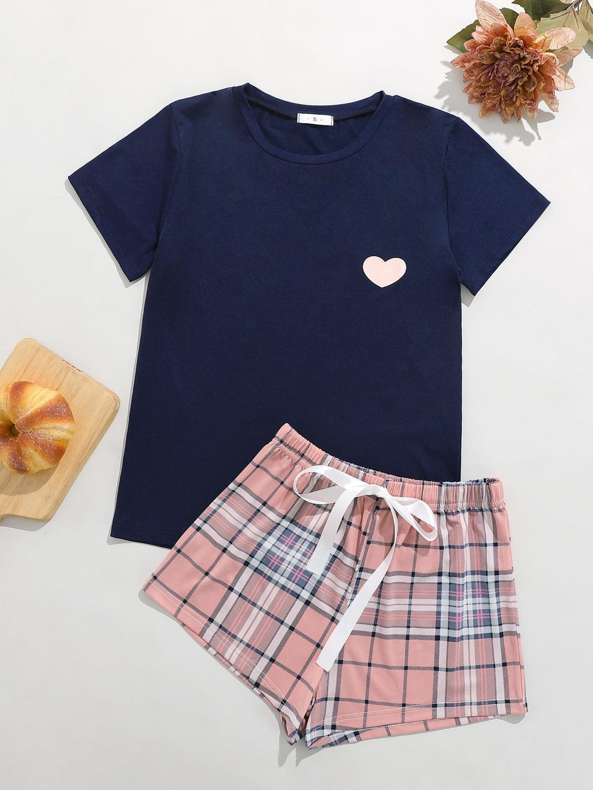 Conjunto de pijama a cuadros Love 