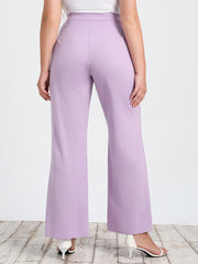 Knit Plus High Waist Wide Leg Purple Lounge Pants