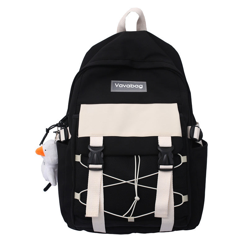 Women's Fashion trend  campus casual simple contrast color backpack