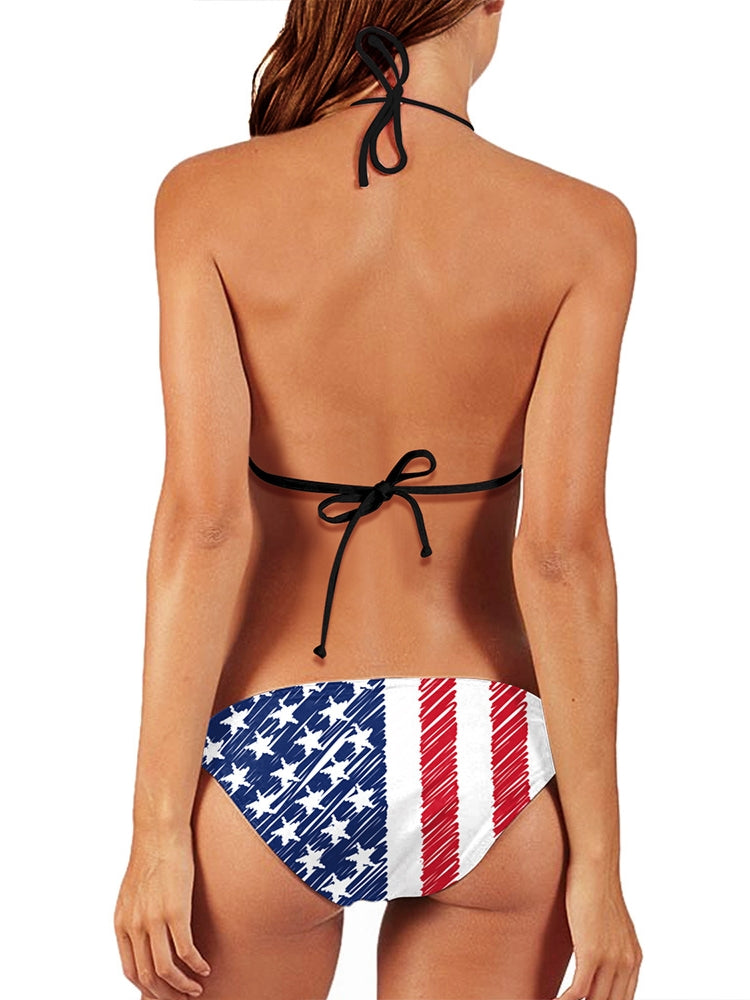 Bikini-Badeanzug mit amerikanischer Flagge 