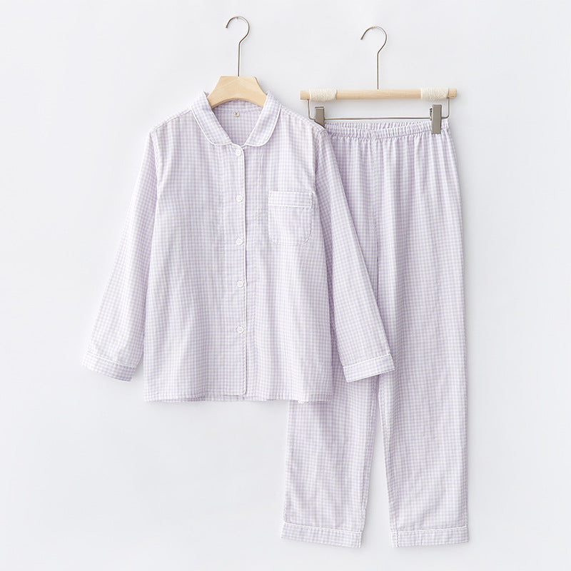 Gingham Long-Sleeve Pajama Set (3 Colors)