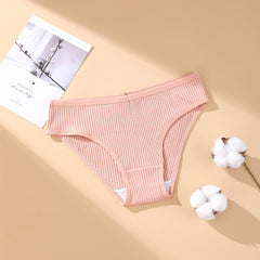 4Pack Solid Color Low Waist Breathable Underwear